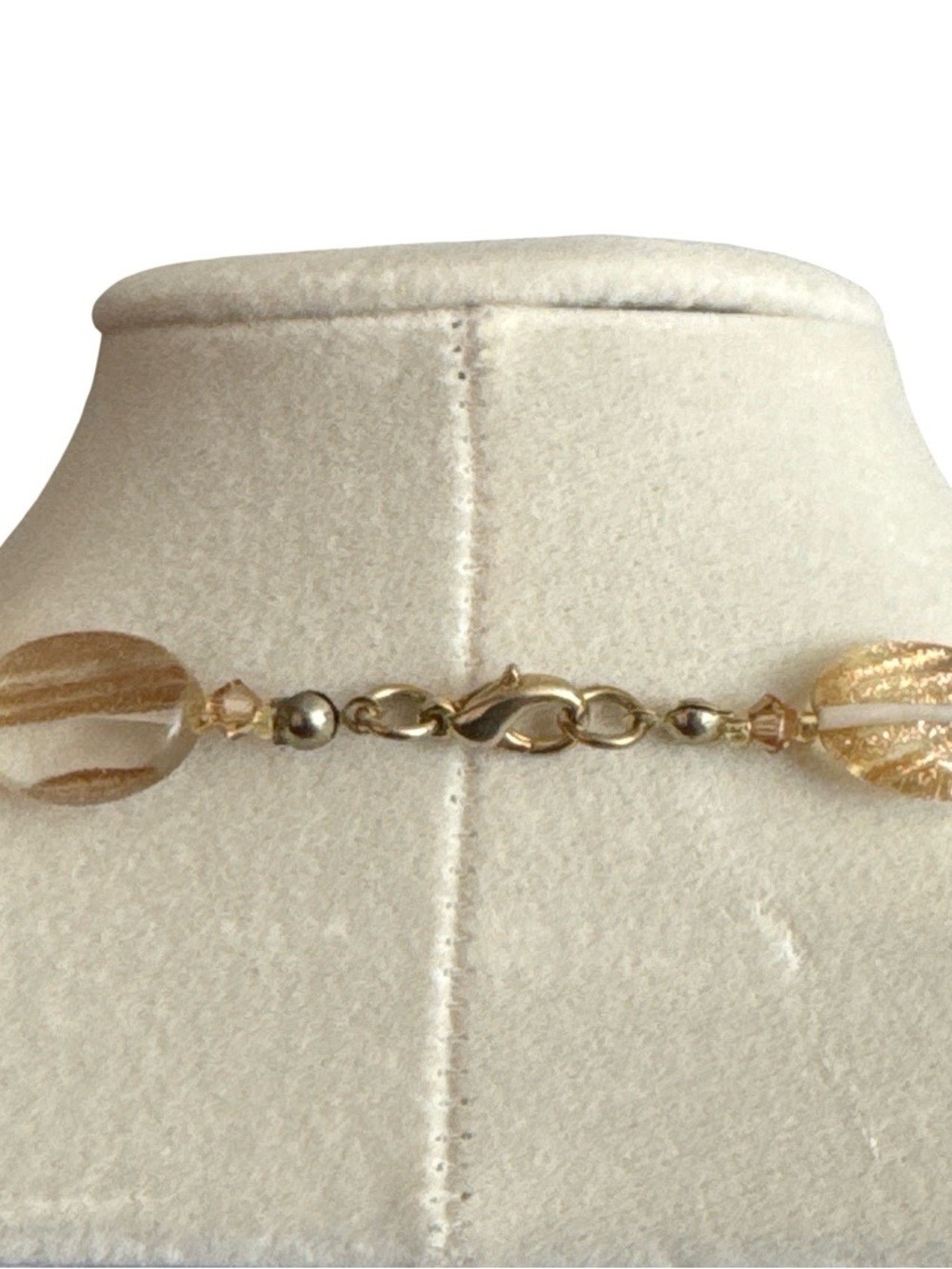 Source Unknown Gold and Champagne Glass Bead Necklace