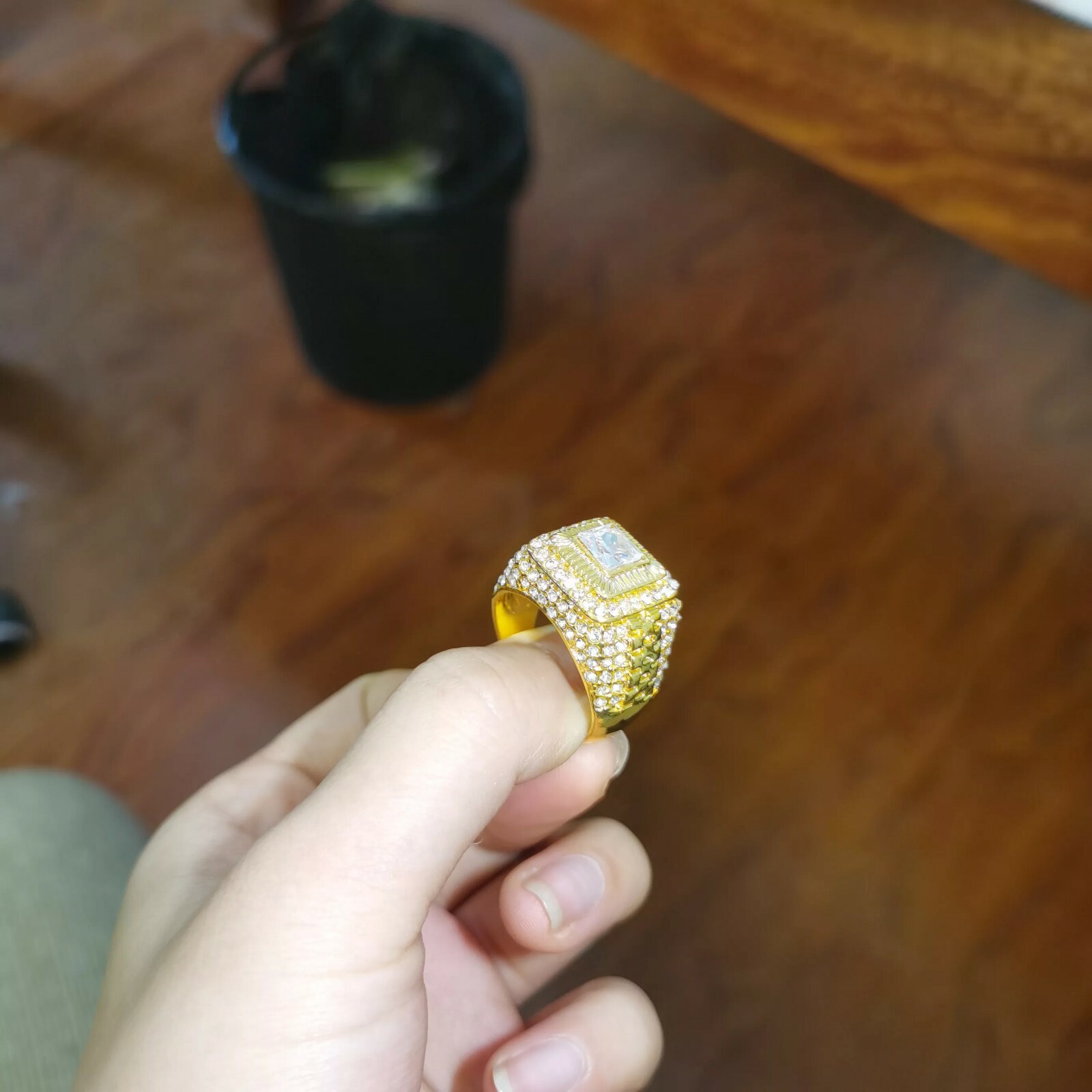 Men’s Fashion Gold Color White Crystal Jewelry