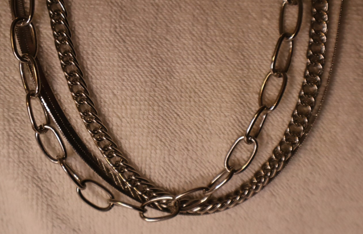 Silver tone 3 Strand necklace 19 inches long