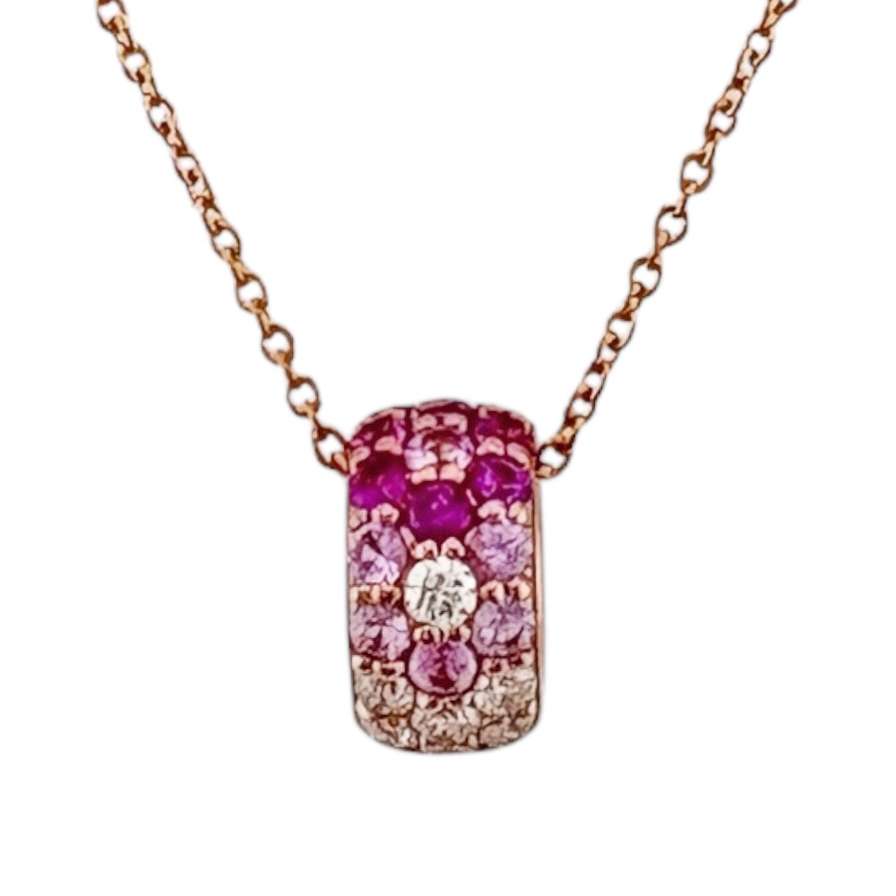Ponte Vecchio Necklace K18 Pink Gold Pink sapphire 0.25ct diamond 0.09ct used