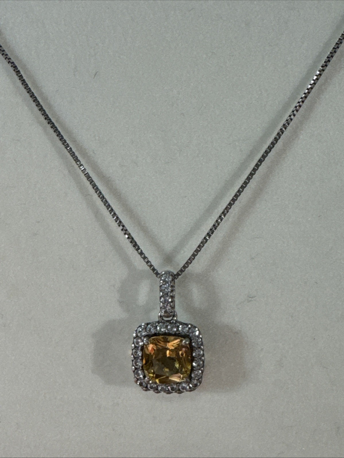 Kay Jewelers~ Citrine Cubic Zirconia Pendant Silver Necklace
