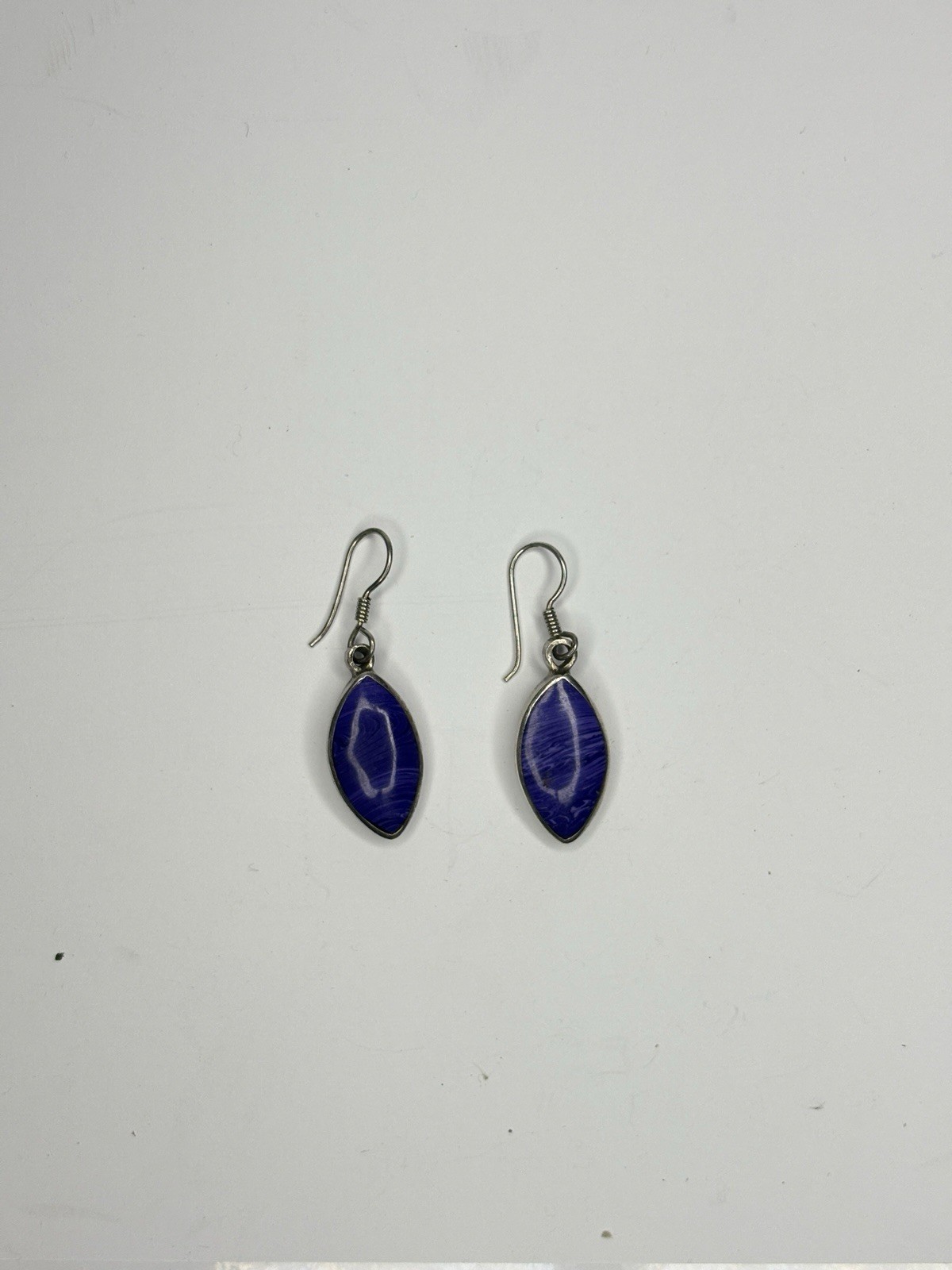 Vintage Taxco 950 Silver Charoite Drop Earrings Mexico TC-264 9.1g