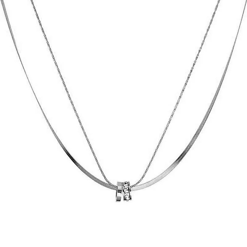Gold Tone Pendant Necklace Stainless Steel Clavicle Chain Fashion Women Jewelry