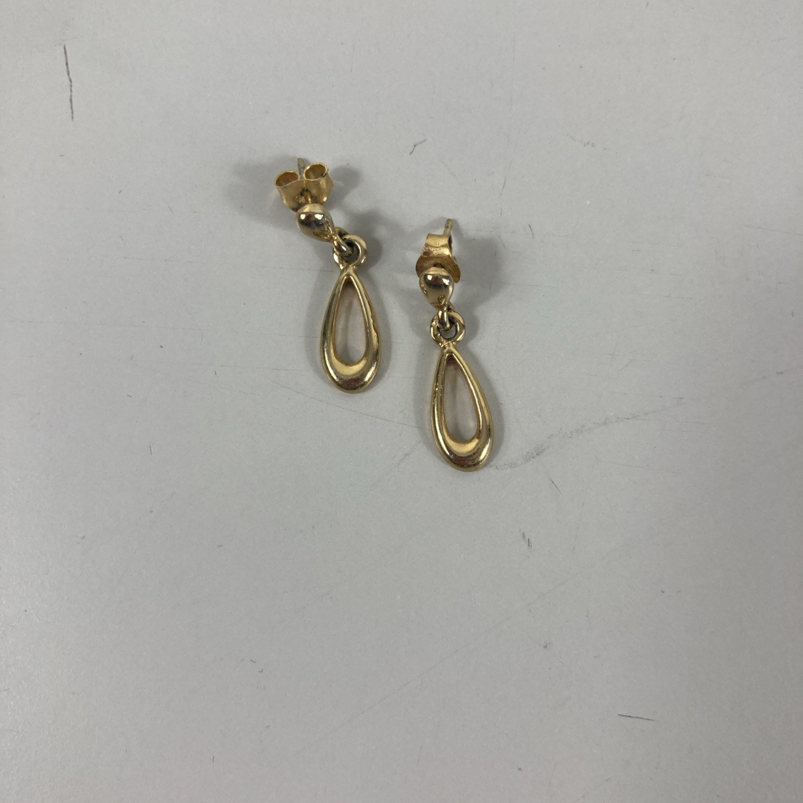 Goldtone Open Teardrop Post Earrings Small 1″ Long Dangle Drop For Pierced Ears