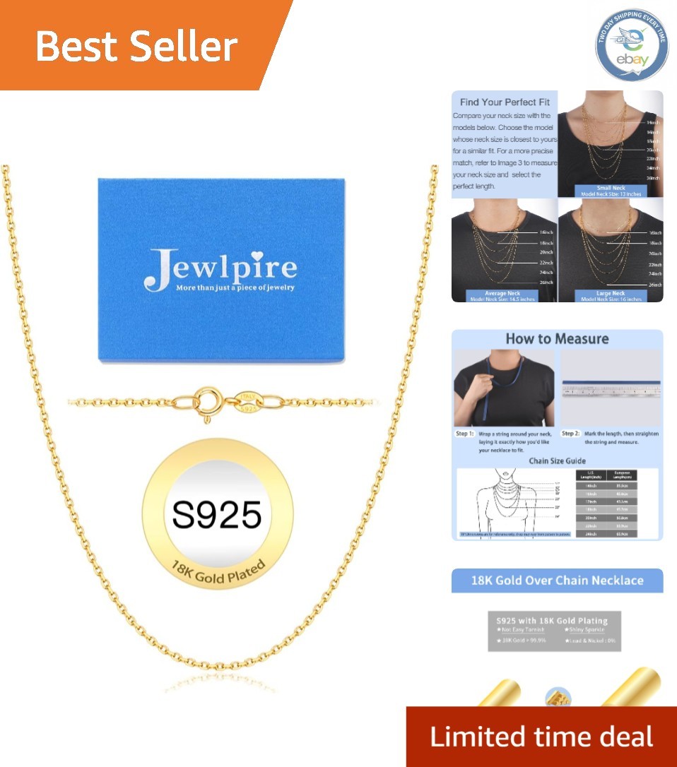Durable 18K Gold Plated Chain Necklace for Women – Lightweight & Elegant Design