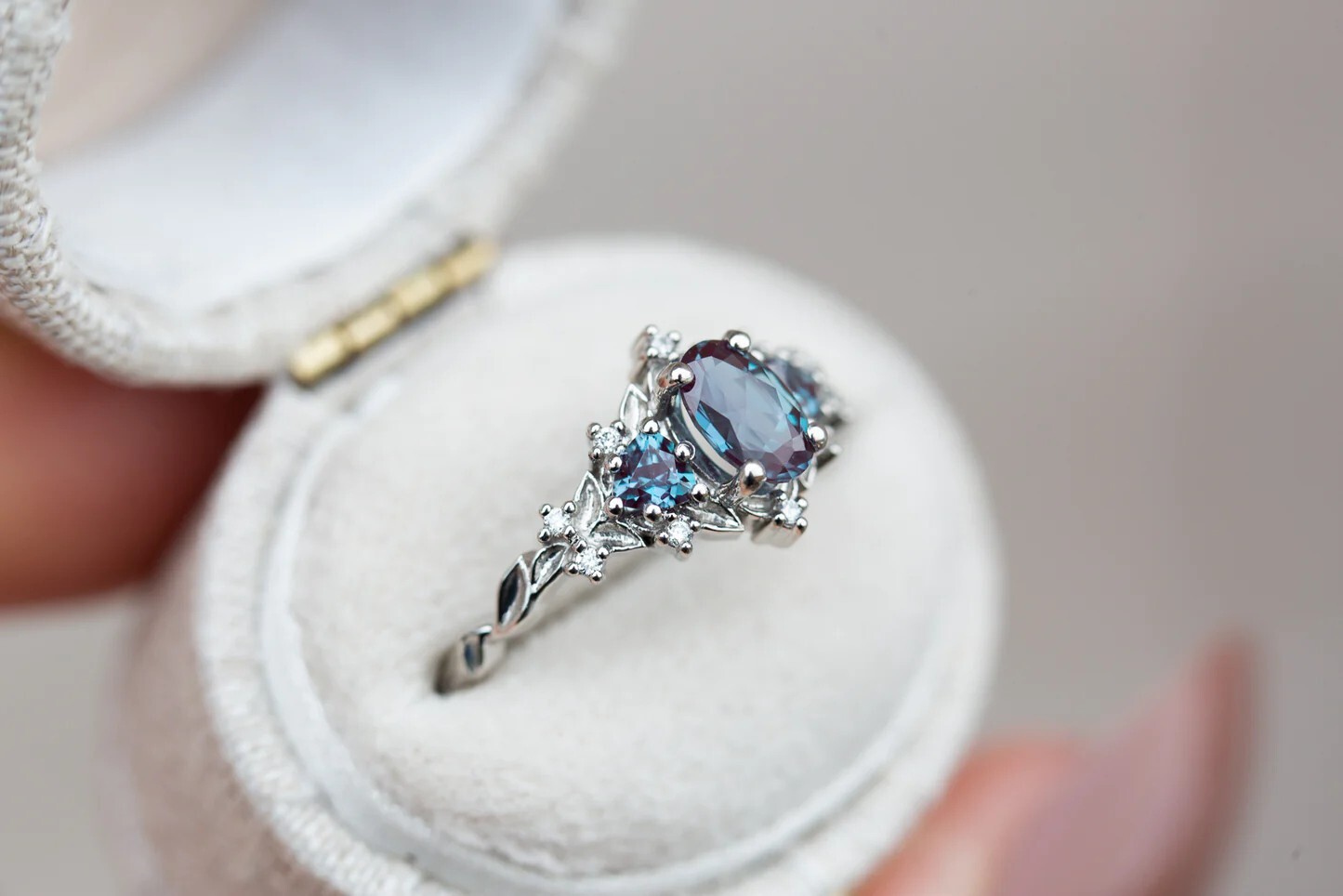 Alexandrite Ring, 925 Sterling Silver Ring, Engagement Ring, Unique Bridal Ring