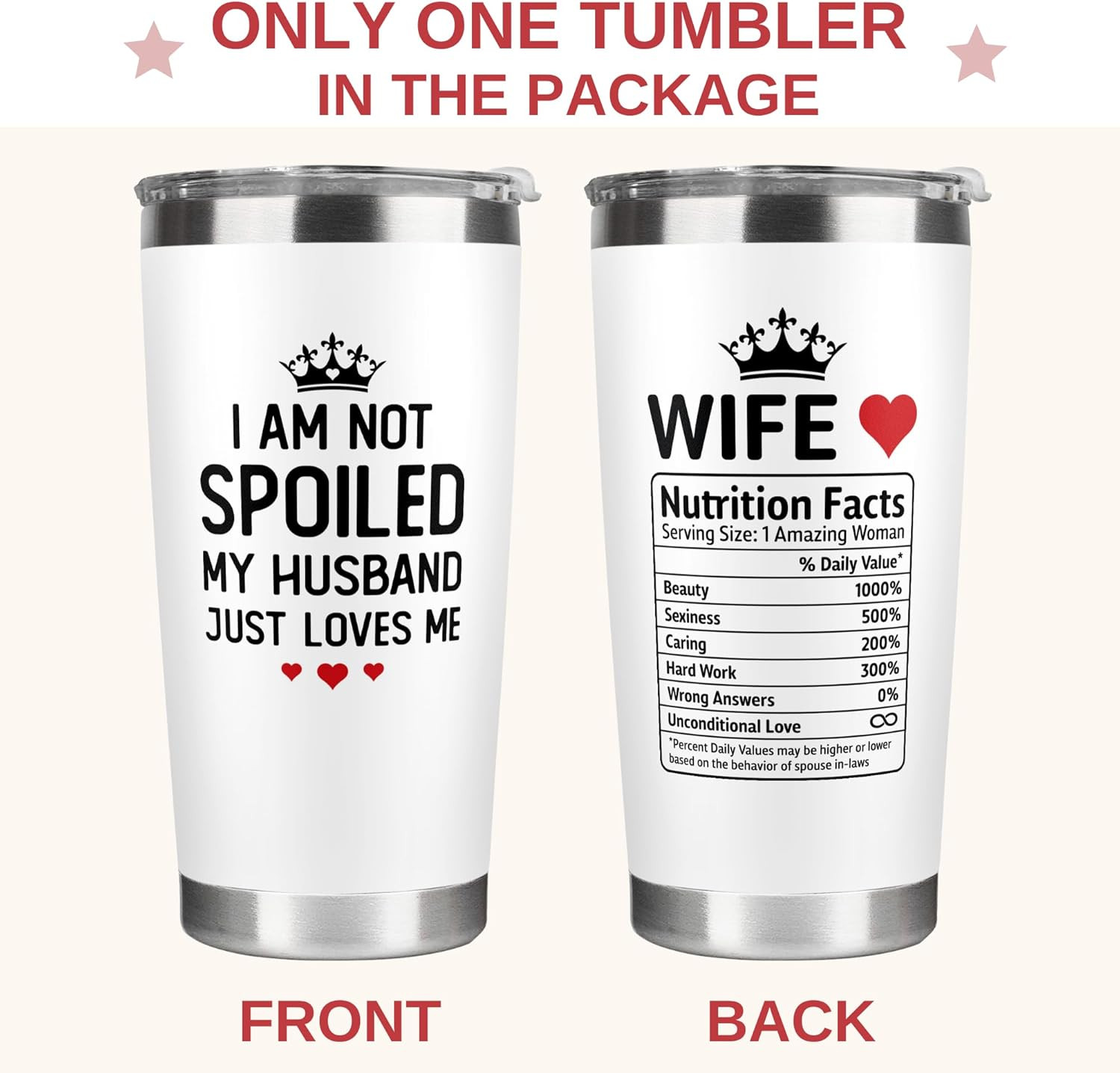 Wife Gift 20 oz Insulated Tumbler Stainless Steel Anniversary Birthday Cup