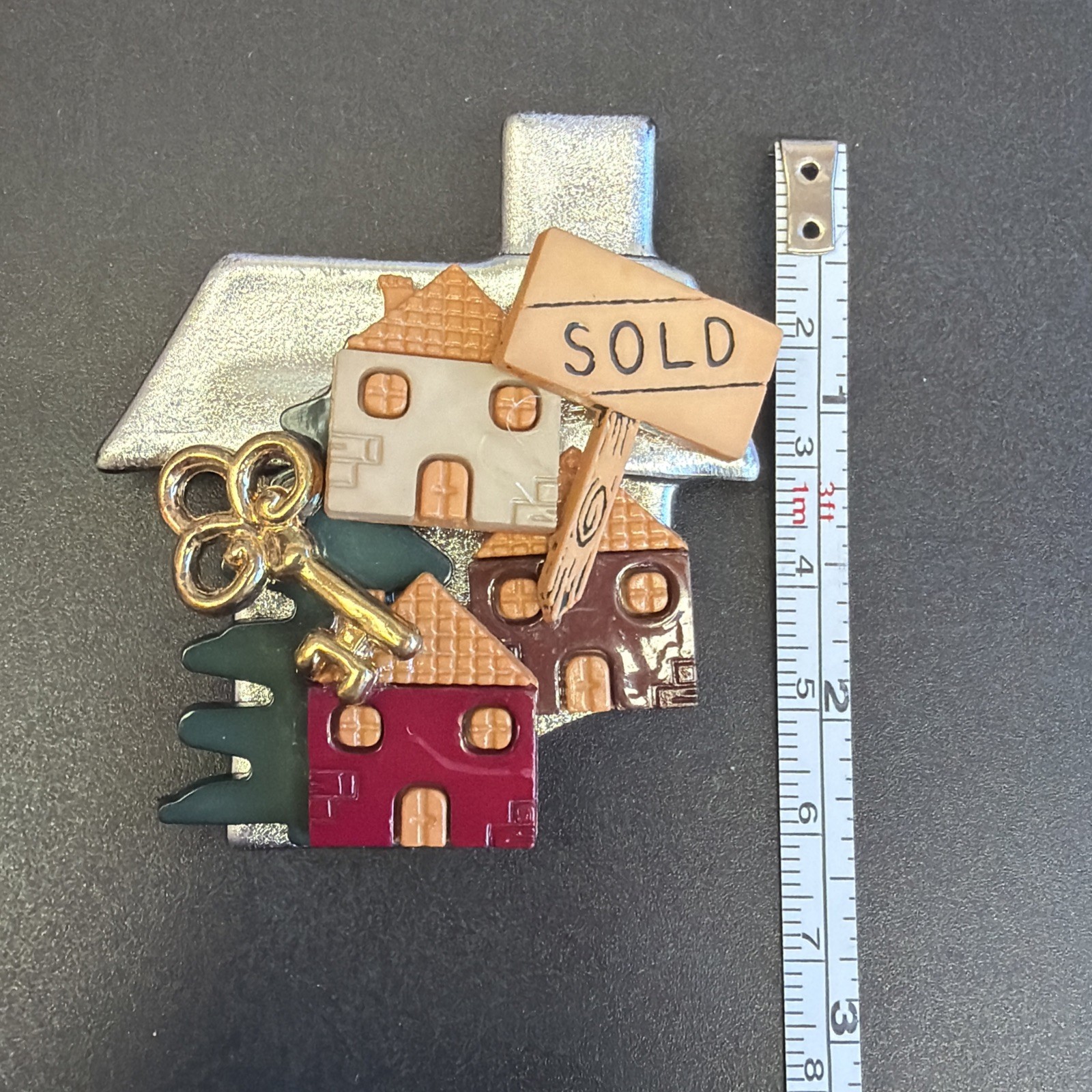 Vintage Silver Tone Sold House Brooch Pin Real Estate Agent Gift Realtor Jewelry