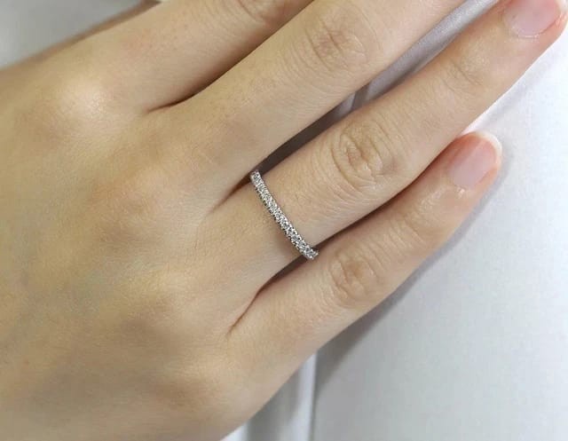 0.50Ct Lab Created Diamond Half Eternity Wedding Band Ring 14K White Gold Plate