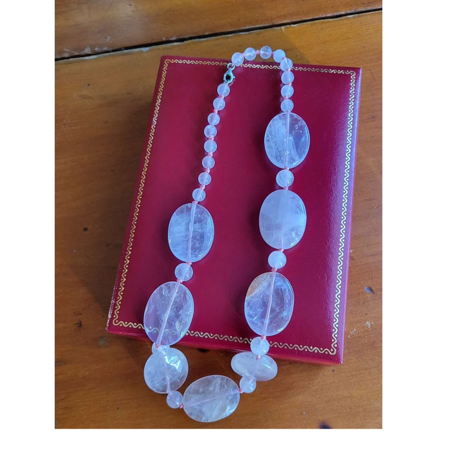 Rose Quartz Beaded Boho Fairy Cottagecore Vintage Necklace with Jewelry Box