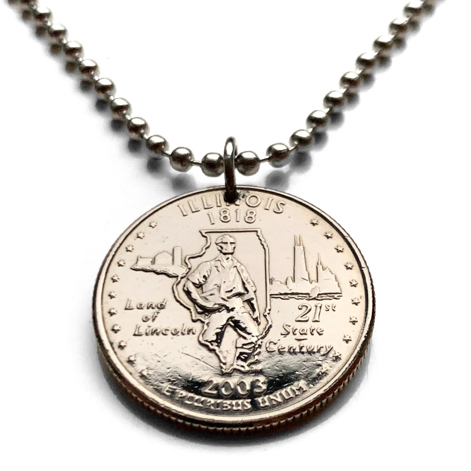 2003 USA 25 Ct coin pendant Land of Abraham Lincoln Illinois Springfield n003959