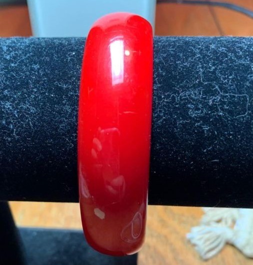 Red Bakelite Chunky Vintage Bracelet Bangle .75″ Diameter Art Deco Jewelry