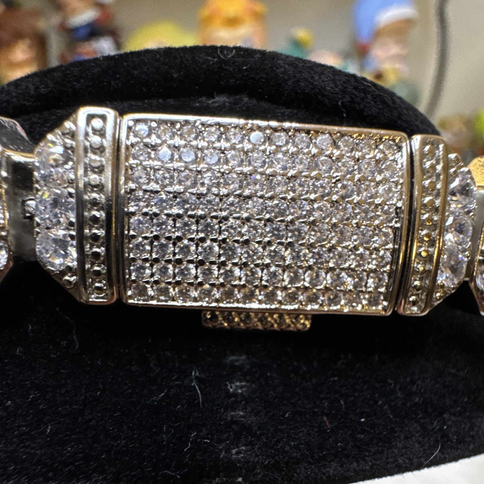 Tennis Cluster Bracelet Moissanite 6.5inch , 6.4mm Wide, Silver plated
