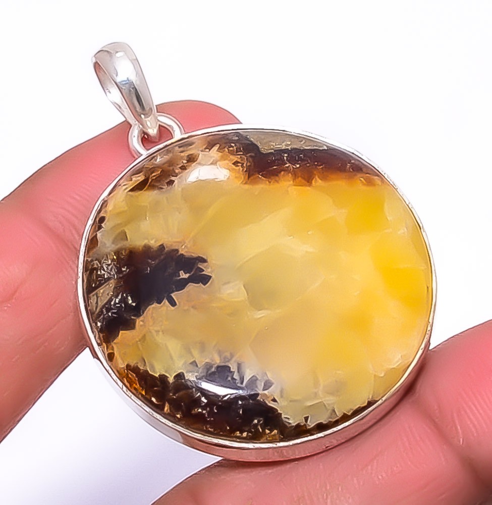 Septerian Stone Gemstone Gemstone Silver Handmade Pendant 1.76″ A39