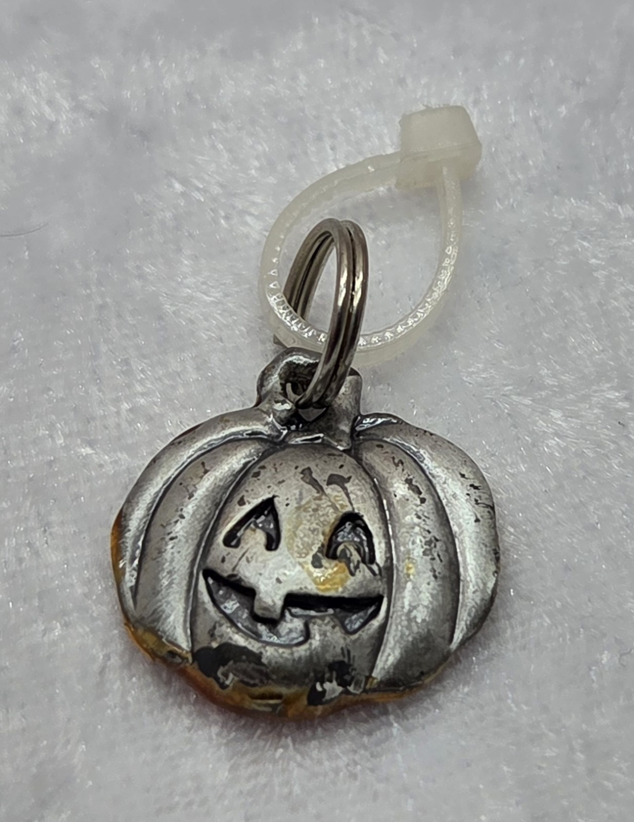 Retro Early 2000s Ganz Jack-o-lantern Pumpkin Charm Enamel Reversible Vintage