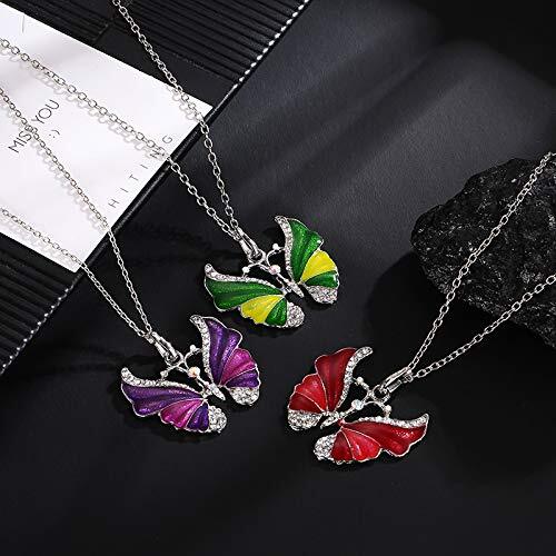 Multi-colors Beautyiful Butterfly Pendant Necklace Crystal Long Chain Orange