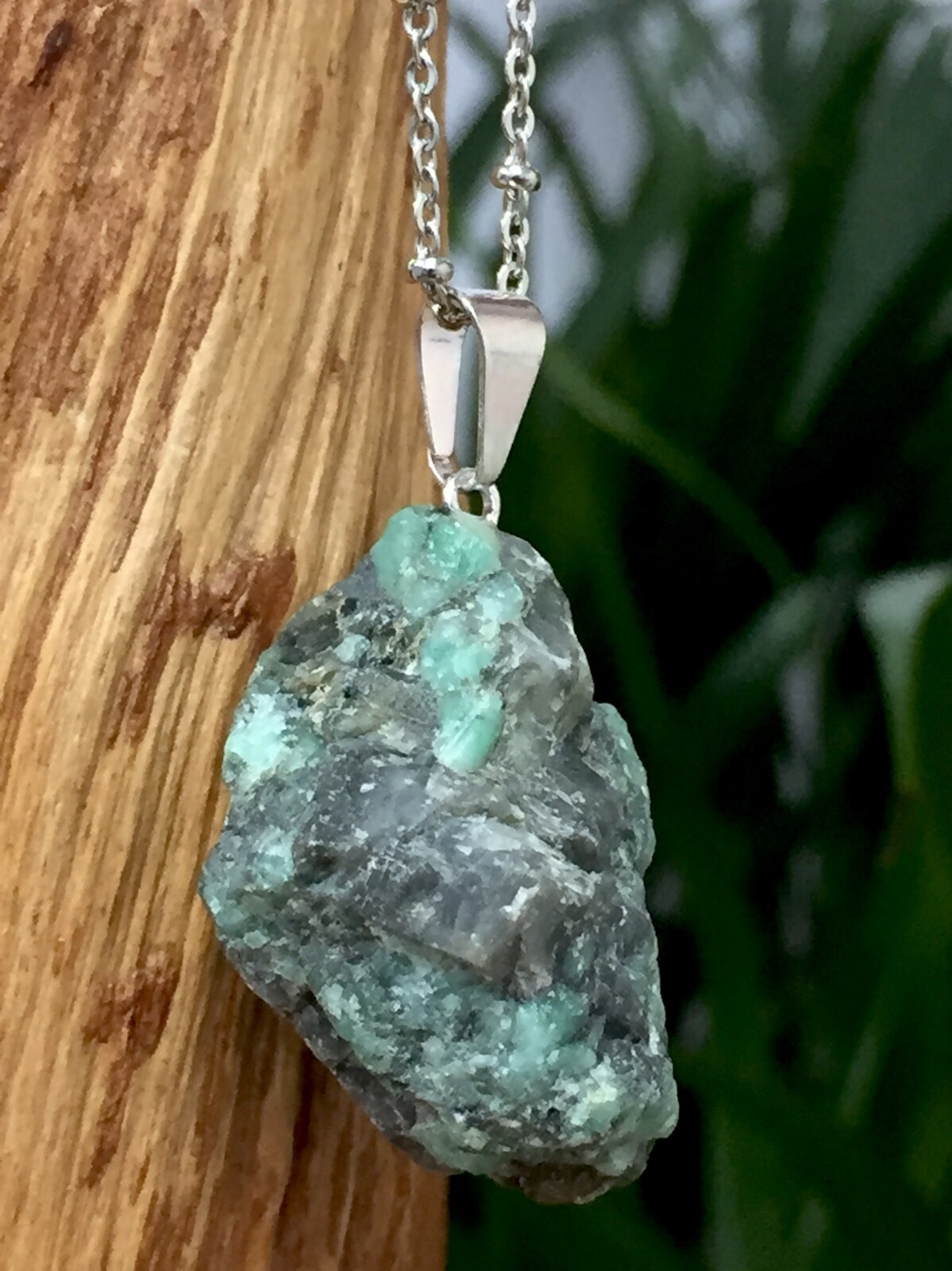 Rough Emerald Pendant Emerald Crystal Quartz Gemstone Specimen Reiki Chakra.