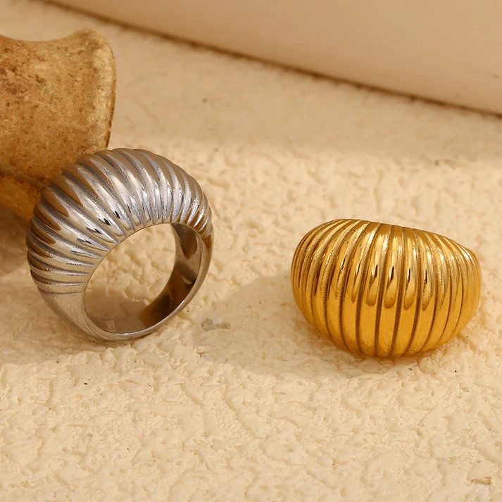 Gold plated dome ring brass metal unisex boho ring for gift