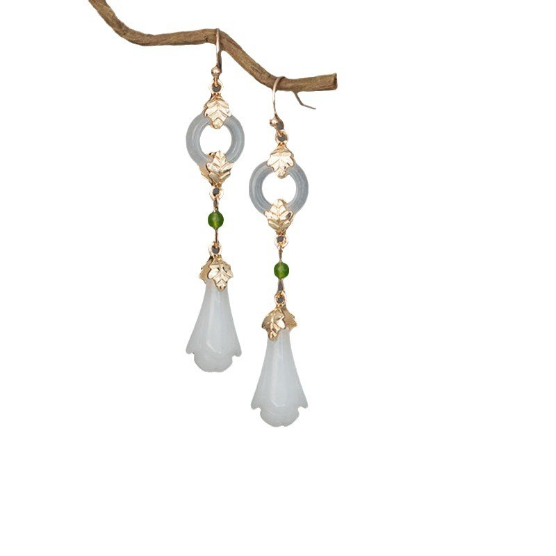 Magnolia Flower Earrings, Traditional Hanfu Qipao Chinese Style Jewelry