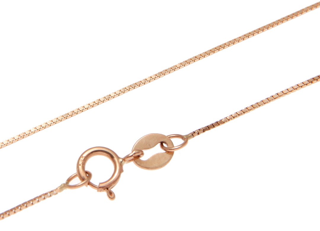 SOLID 14K ITALIAN PINK ROSE GOLD 0.6MM BOX CHAIN NECKLACE 20″