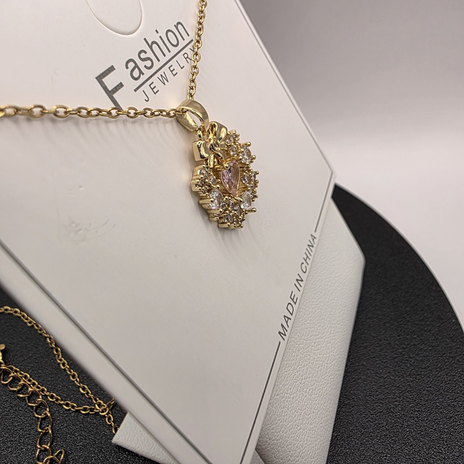Stainless Steel Copper Plated 16″Necklace w/17mm Cz Holiday Reef