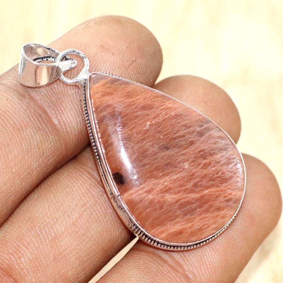 925 Silver Plated Sri-Lankan Moonstone Pendant 1.9″ Holiday Gifts Trendy GW