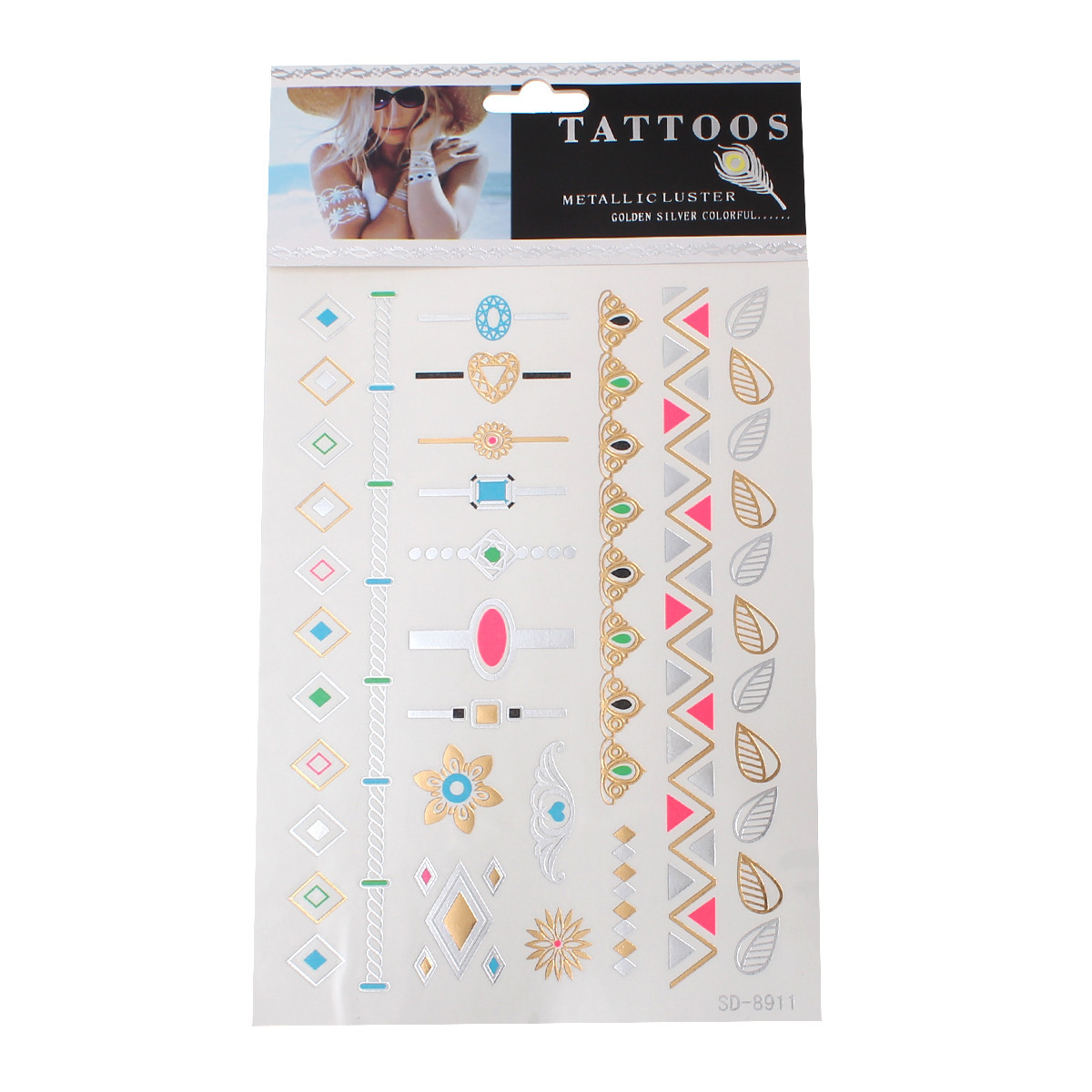 Sexy Sparkles Metallic Waterproof Temporary Tattoo Sticker Body Art Metallic Col