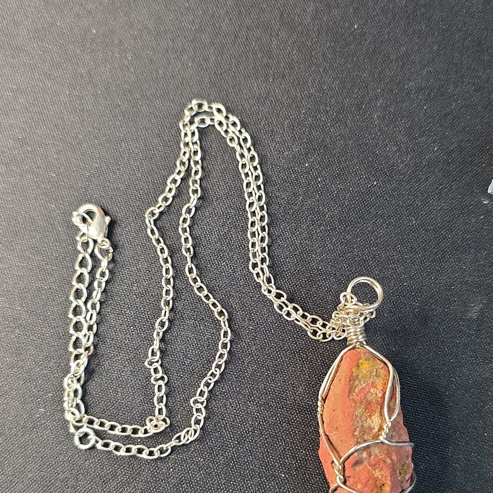 Raw Red Jasper Pendant Handmade Wire Wrapped Necklace