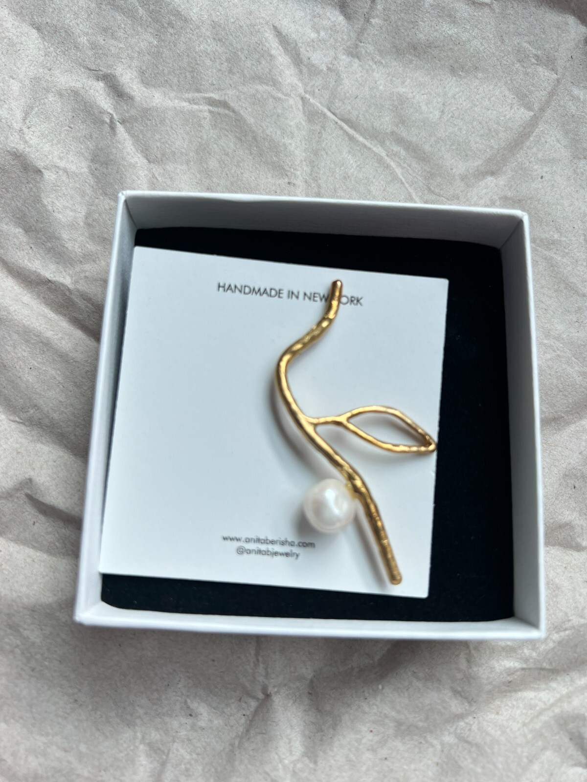 Anita Berisha Handcrafted Petals and Branches Earrings with Freshwater Pearls