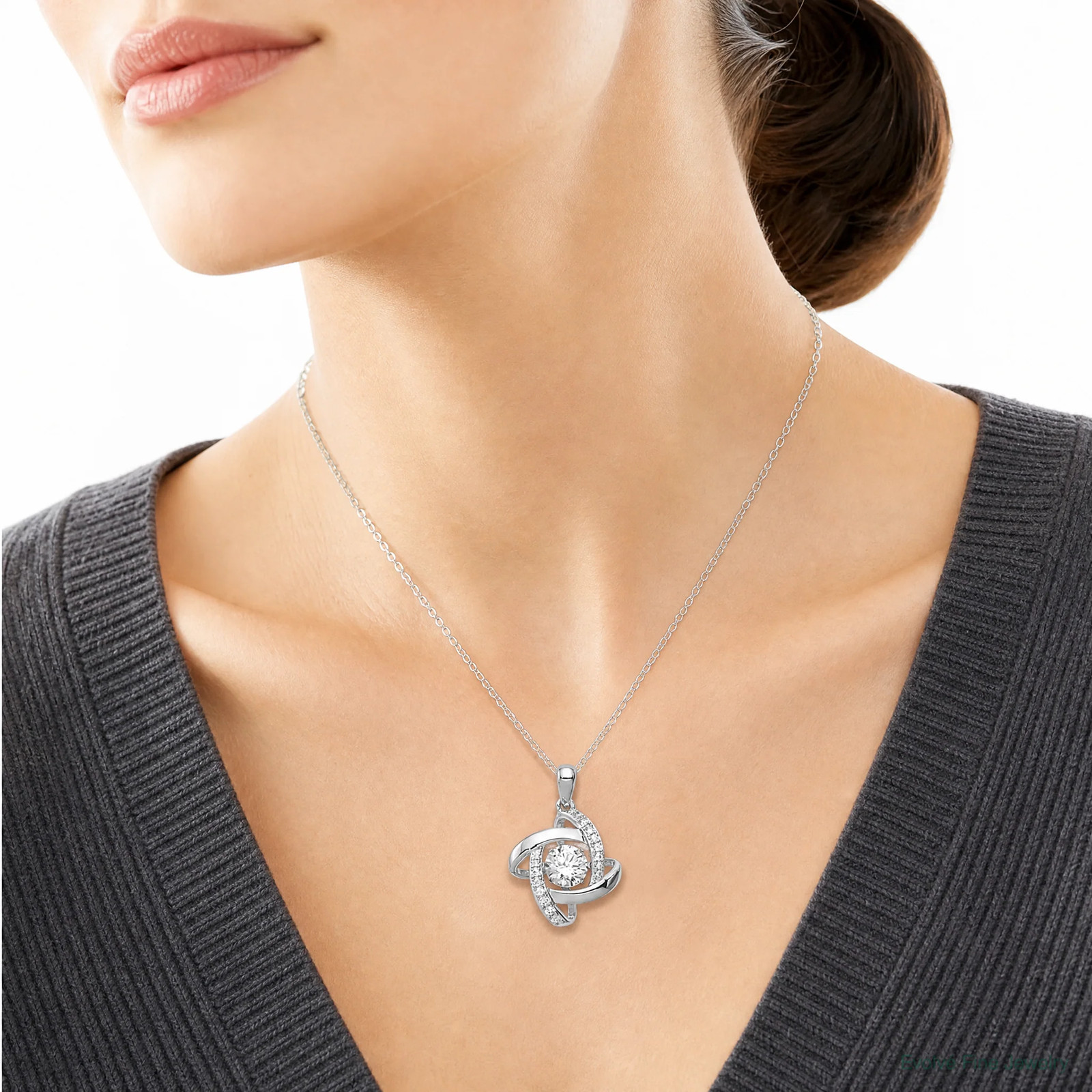 Sterling Silver Platinum-Plated Vibrant CZ Pendant