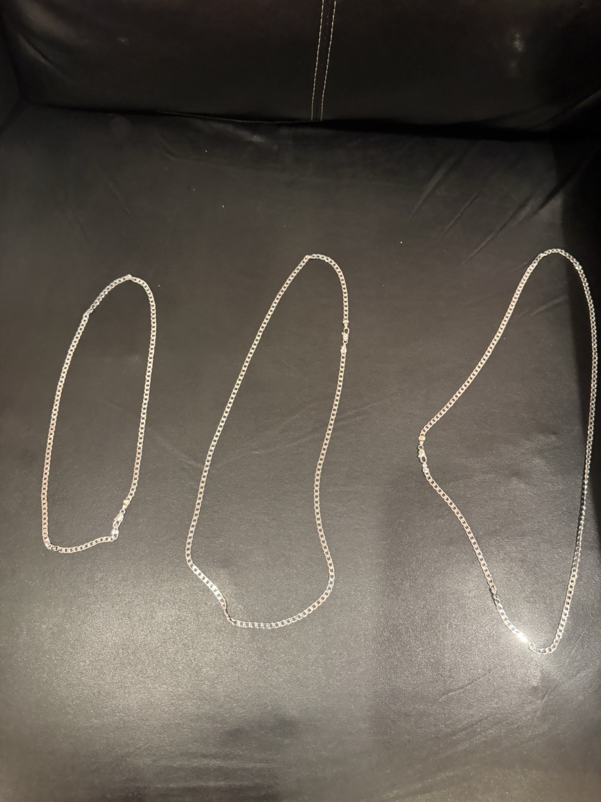Lot of 3 Sterling Silver 925 Chains Necklaces with Clasps – 1.09 oz Total Weight