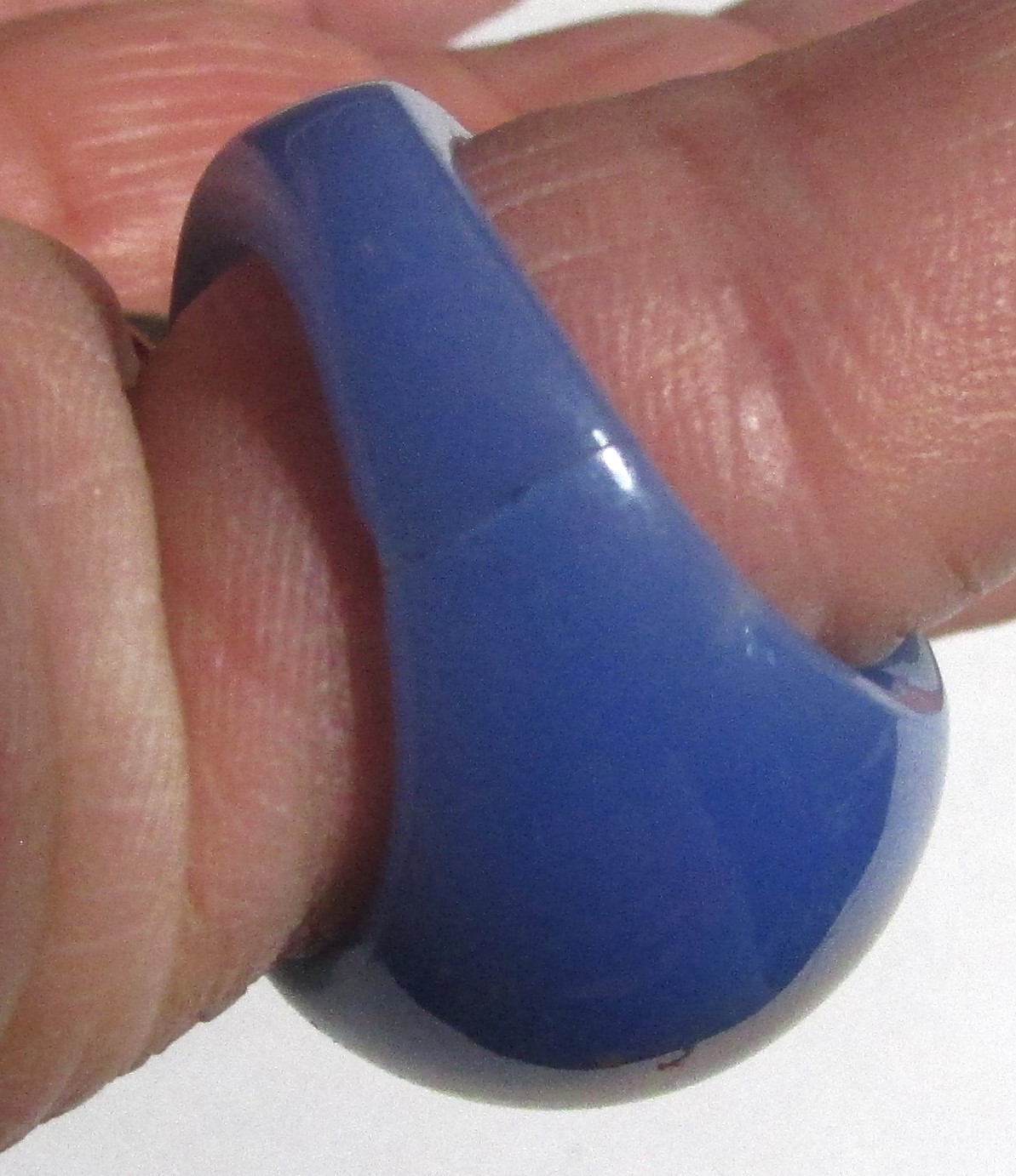 Vtg Lucite Dome Ring sz 7 Blue Resin Real Pressed Flowers Bold Statement Floral