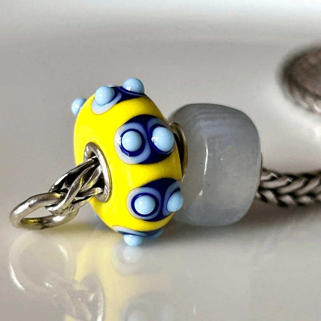 TROLLBEADS Yellow Blue Bumpy Unique LAA 925S w SzilvaBeads Blue Crazy Lace Agate