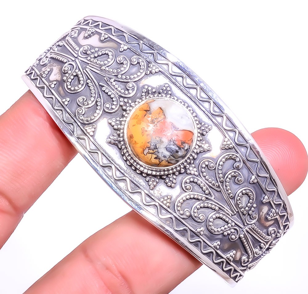 Bumble Bee Jasper- Indonesia 925 Sterling Silver Handmade Cuff Adst. C7879-31