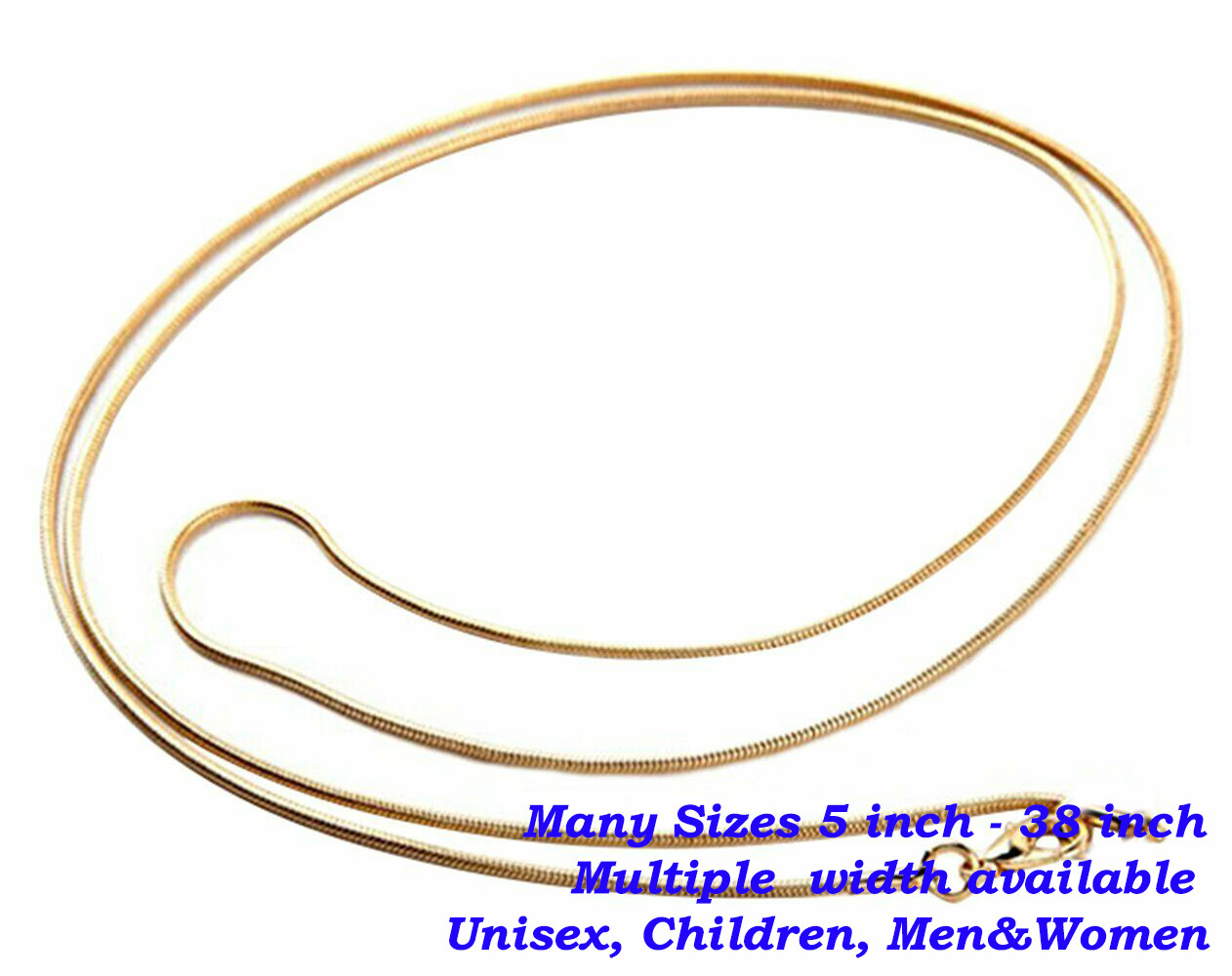 Men &Women’s 18K Yellow Gold Filled Classic Snake Chain Bracelet/Anklet/Necklace