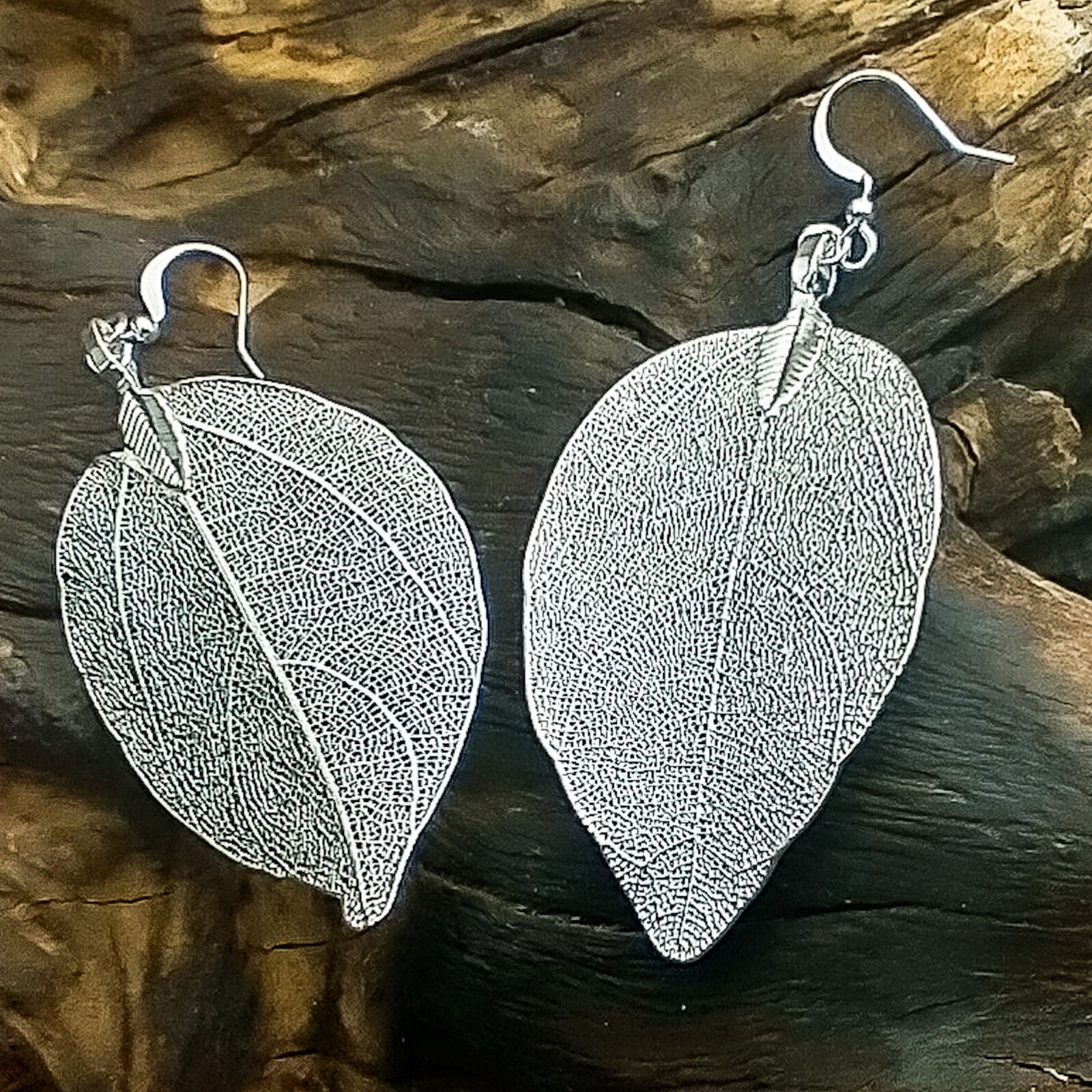 REAL LEAF EARRINGS & NECKLACES – NATURAL SKELETON STATEMENT JEWELLERY – GIFT BAG