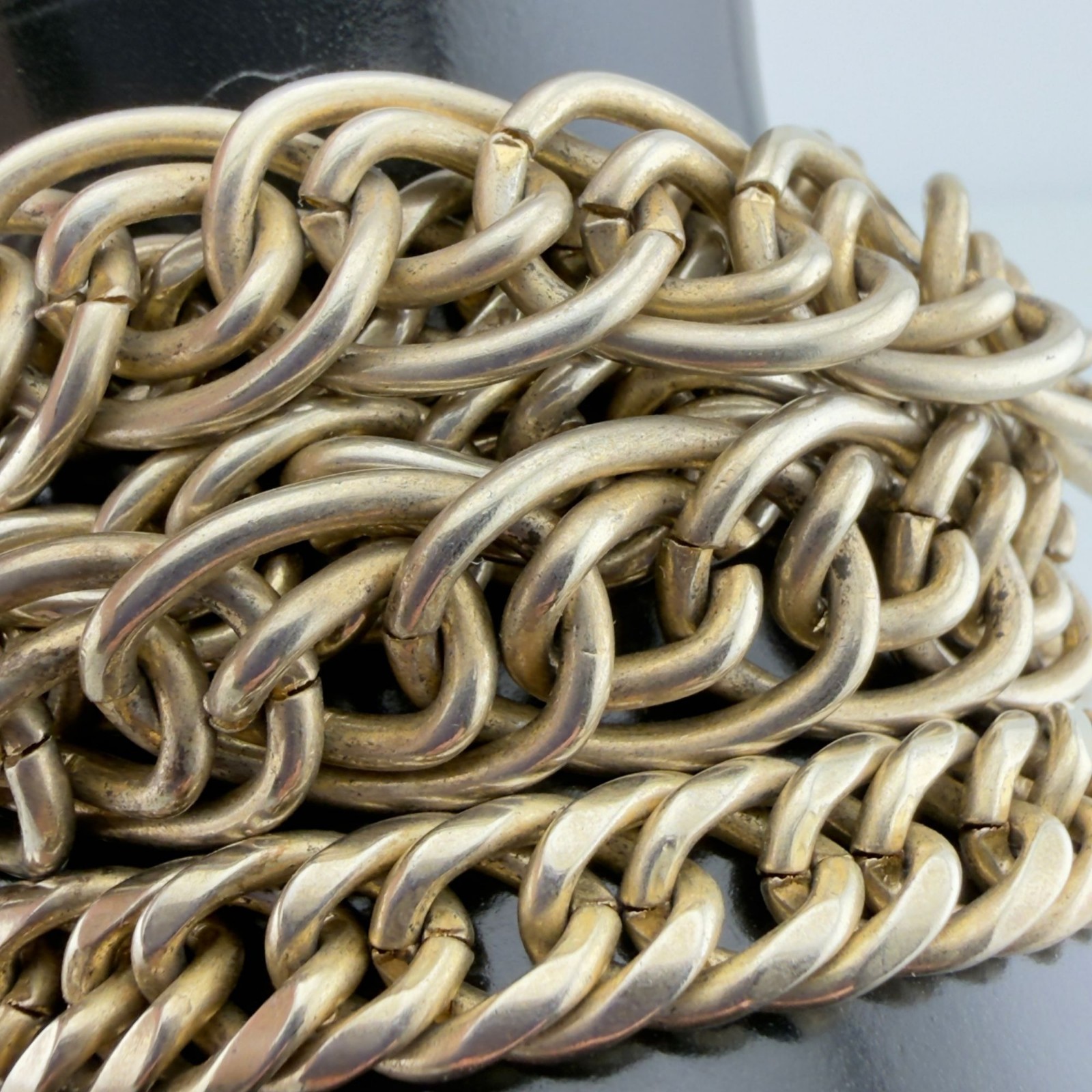 Gold Tone Multi Strand Chain Magnetic Bracelet Wide Chainmail Statement Cuff