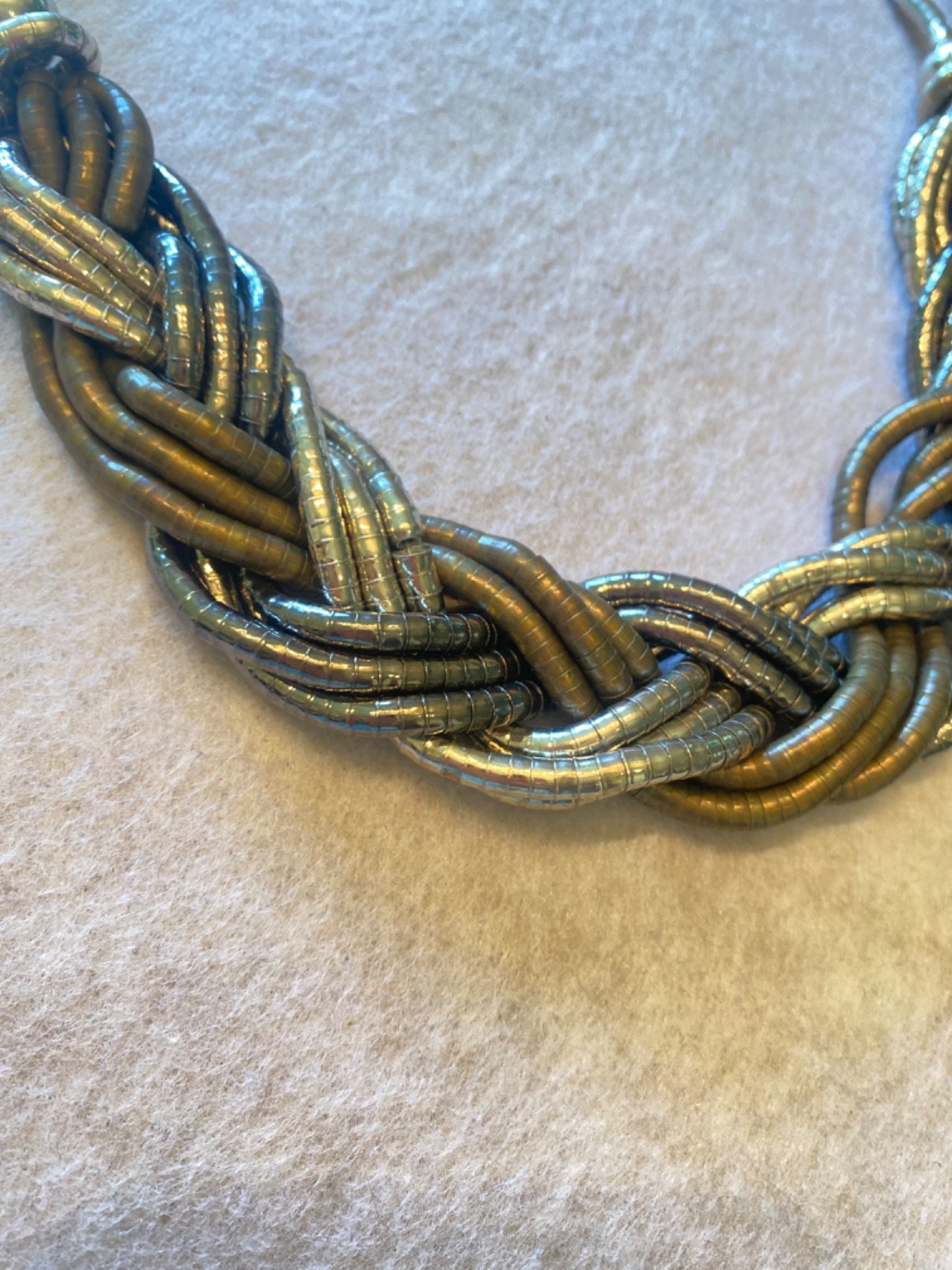 Pewter Vintage Retro Art Deco 3 Braided Necklace and Earrings Set
