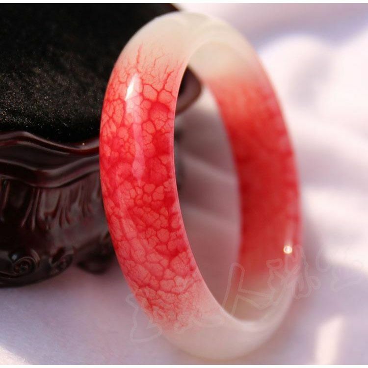 2.2-2.4in Natural Genuine Red Chicken Blood Jade Jadeite Bangle Bracelet Fashion