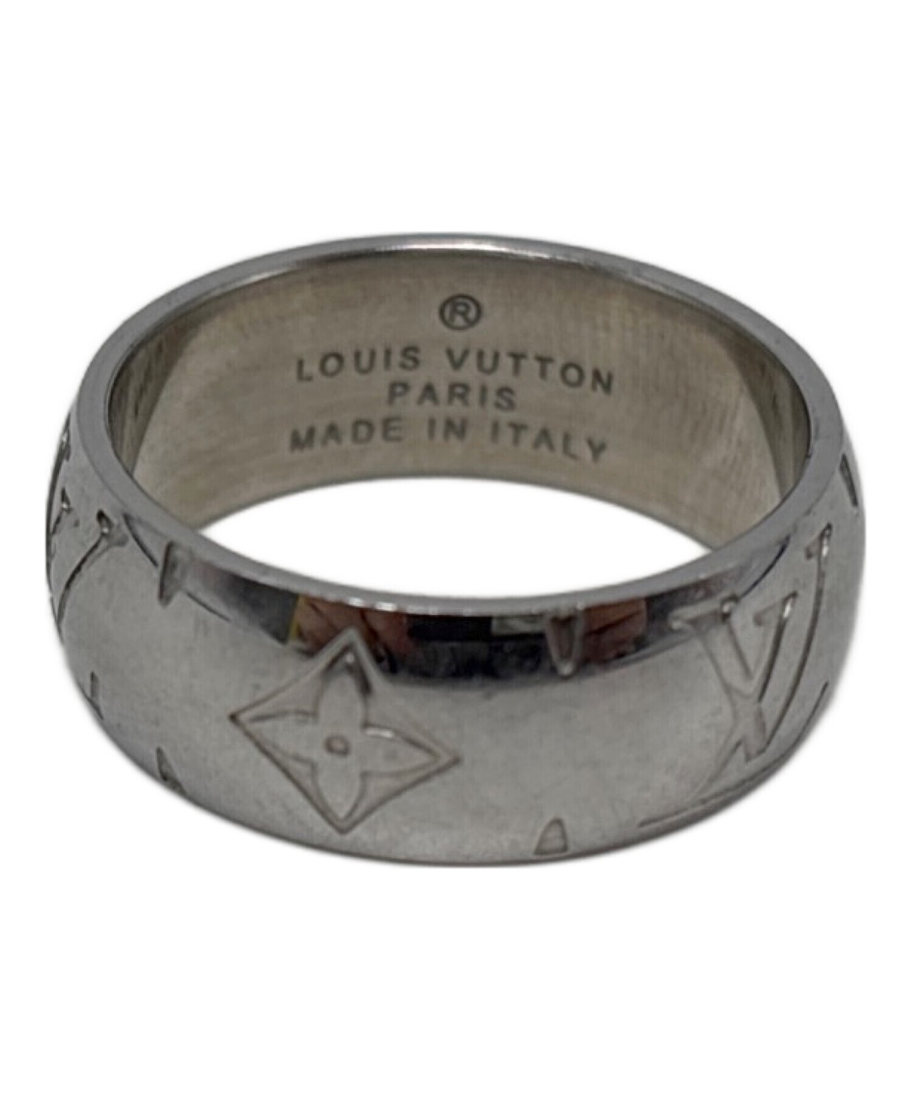 Louis Vuitton M62485 Silver Ring Mens Size19 Made in Italy