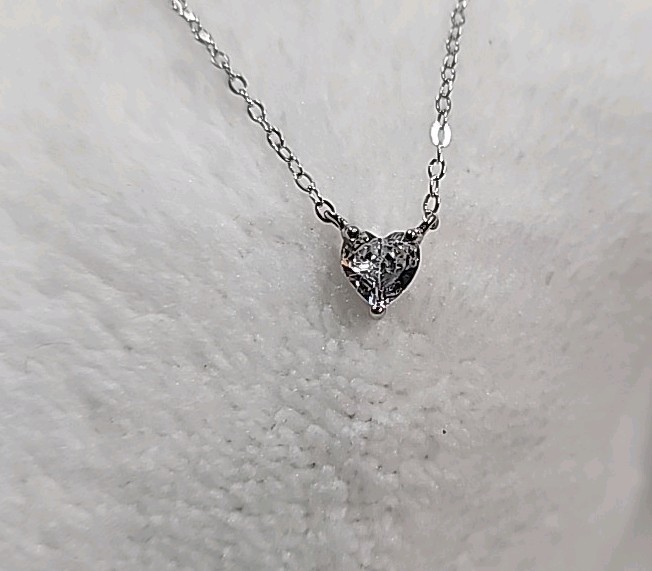 Petite CZ Heart Necklace, 16″ Plus 2″ Extender,w/ Gift Box, Valentines/love/gift
