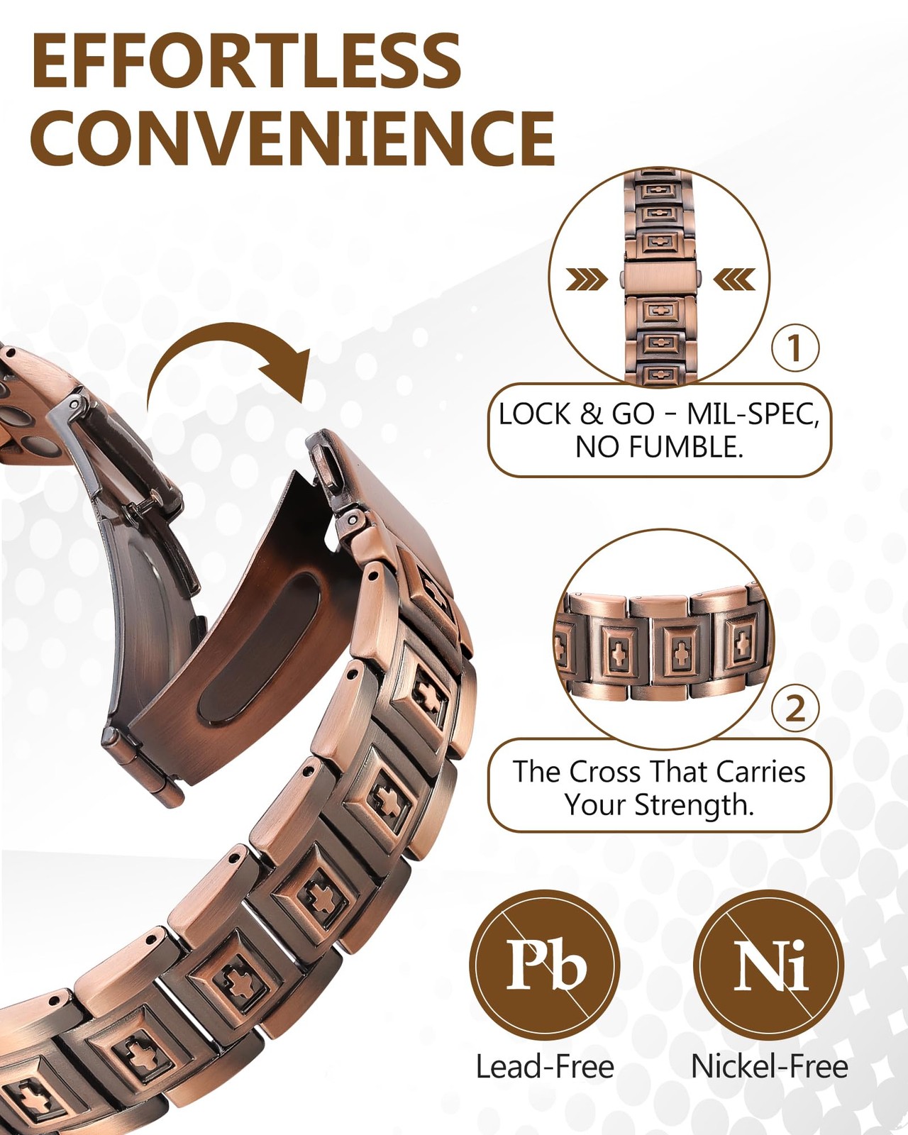 99% Pure Copper Magnetic Bracelet Arthritis Relief Adjustable w/ Tool & Box