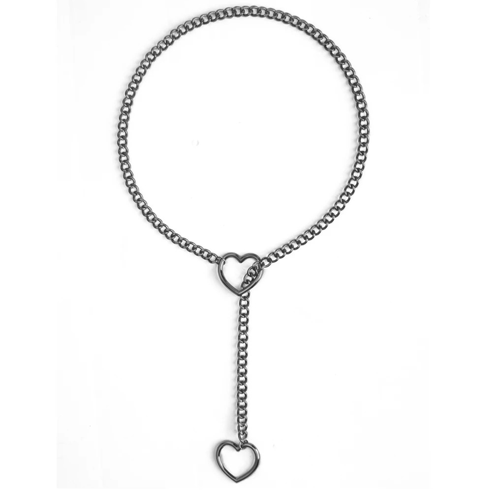 Heart Lock Slip Chain Necklace Love Chains Choker Padlock Collar for Women