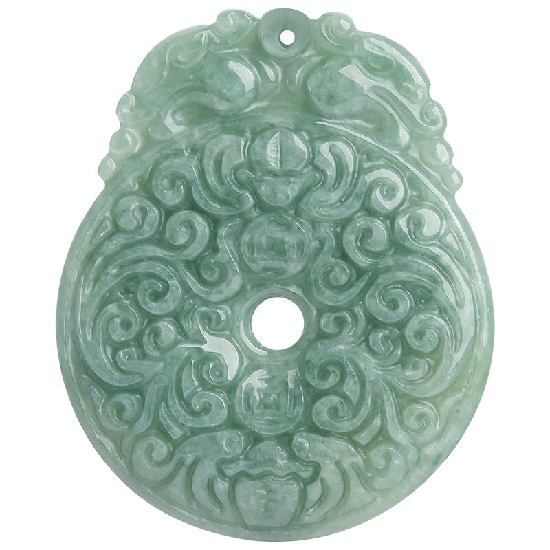 Certified Grade A Natural Green Jade Jadeite Lucky Double Dragon Peace Pendant