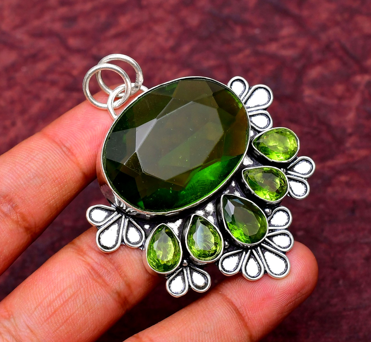 Peridot Gemstone 925 sterling silver Handmade Pendant jewelry 2.16″