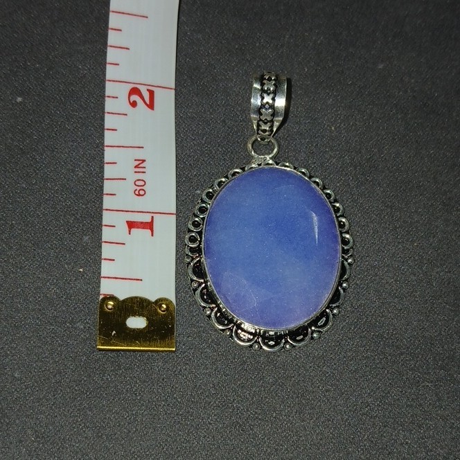 925 SS Simulated Blue Sapphire Pendant Charm Bezel Setting Handmade In India