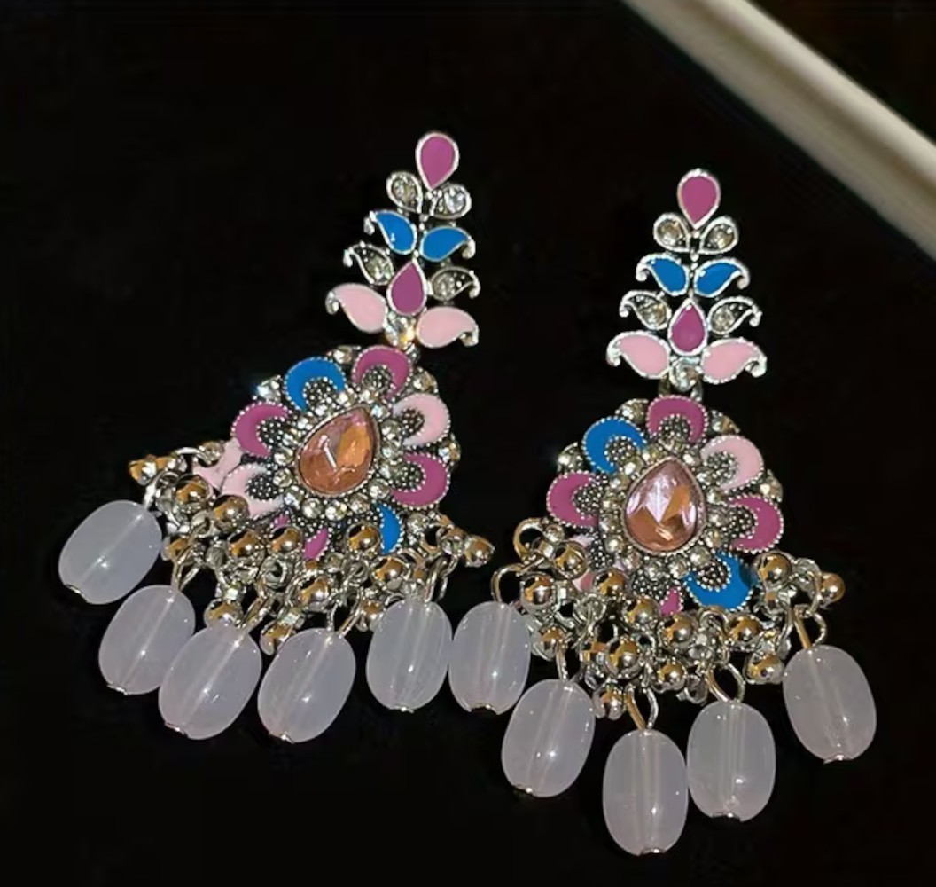Ethnic Multi-Color Pastel Beads Tassel Boho Long Chandelier Fashion Earrings