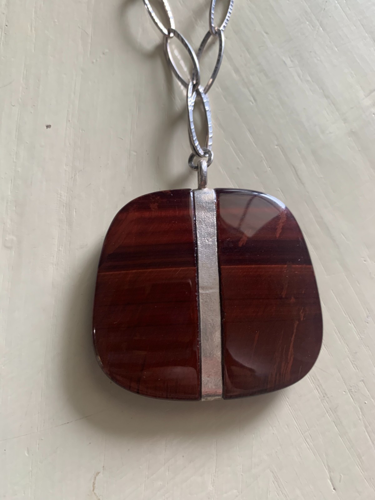 Silpada Sterling Silver Large Tigers Eye Bring The Heat Pendant Necklace