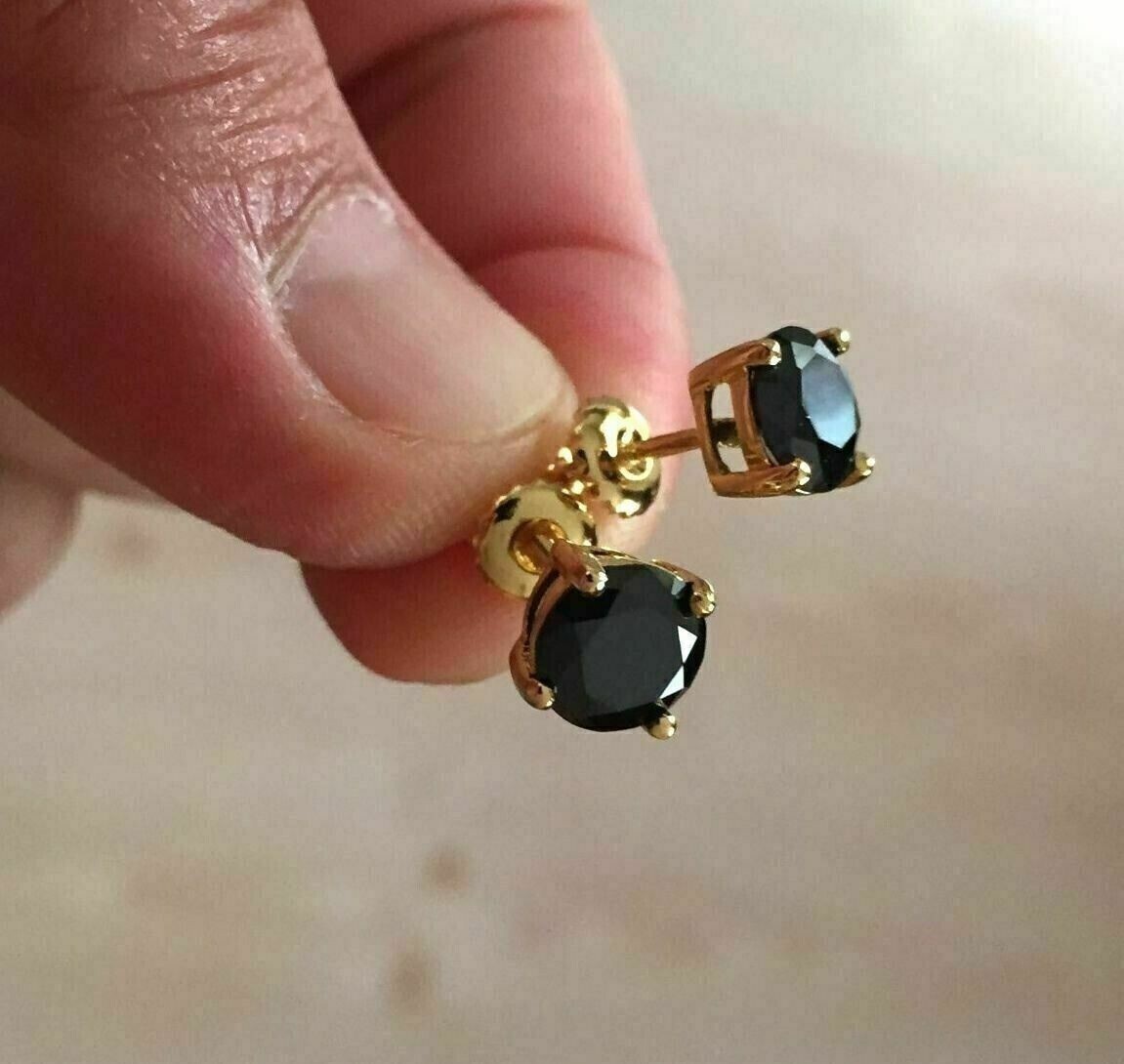 1Ct Round Cut Lab Created Diamond Solitaire Stud Earrings 14K Yellow Gold Plated