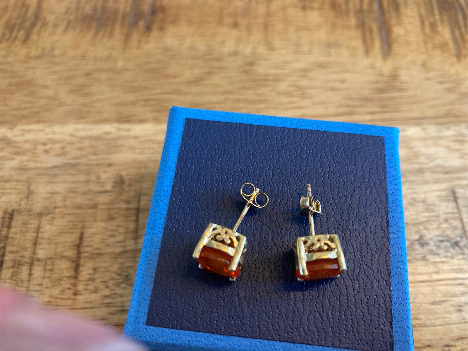 “ORANGE” Ring & Earrings with Box Gold Plated STERLING SILVER Size 10 NIB